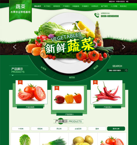 瓜果蔬菜农业种植基地网站模板 - PC端